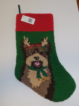 C&amp;F Home Hooked Needlepoint Christmas Stocking Yorkie Dog New Dillards - $34.60
