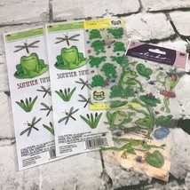 Sticker Sheets Lot Of 4 Frogs Green Dragonfly Reeds Lilly Pads - £11.66 GBP