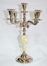 5 Arm Mother of Pearl Globe Candelabra Wedding Centerpieces Votive Candle Holder - £29.50 GBP