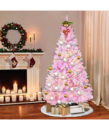  Pink Artificial Snow Flocked Christmas Tree, 8ft Full Tree, With Metal ... - £170.23 GBP