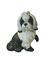 Shih Tzu Figurine Lefton Japan vtg anthropomorphic puppy dog black white antique - £31.60 GBP