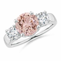 ANGARA Classic Morganite and Diamond Three Stone Engagement Ring - £2,434.59 GBP