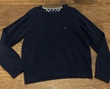 TOMMY HILFIGER Mens Crew Neck Jumper Sweater Large Navy Blue Cotton - £22.13 GBP