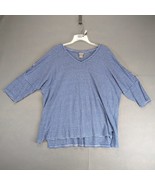 Chico&#39;s 100% Linen Blue White Striped Top Size 2= Women&#39;s L/12 V-Neck Na... - $404.25 MXN