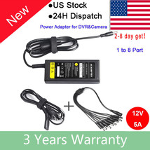 12V 5A Power Supply Adapter +8 Split Power Cable For Cctv Security Camer... - $22.79
