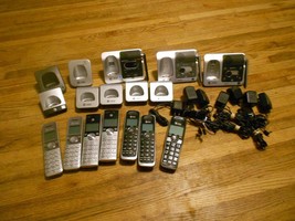 LOT OF 7 AT&amp;T Home Cordless Telephones &amp; 10 bases UNTESTED no batteries. - £16.51 GBP