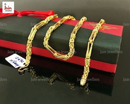 18 Kt Hallmark Real Solid Yellow Gold Curb Cuban Necklace Hollow Chain 1... - $1,787.42