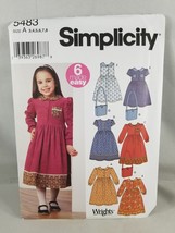 Simplicity Sewing Pattern 5483 Girl Child&#39;s Dress Bag 6 Made Easy Size A 3-8 - £3.91 GBP