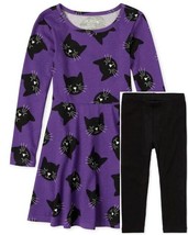 NEW Girls Size 10-12 The Children&#39;s Place Black Cat Dress Leggings Headb... - $25.99