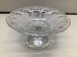 Glass Crystal wave Pedestal Compote Bowl Display Dish 3.5 in - £17.60 GBP