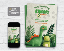 Editable Dinosaur Birthday Invitation – Cute Kids Birthday Party Invite ... - €0,00 EUR