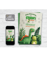 Editable Dinosaur Birthday Invitation – Cute Kids Birthday Party Invite ... - $0.00 CAD