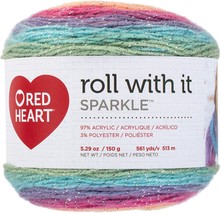 Red Heart Roll With It Sparkle Yarn-Magic - £13.93 GBP