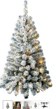 Seasonal Specialties 4&#39; Lighted Snow Flocked Clear Lights Green Christma... - £67.55 GBP