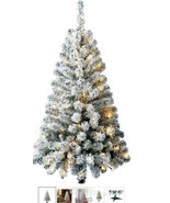 Seasonal Specialties 4&#39; Lighted Snow Flocked Clear Lights Green Christma... - $116.12 CAD