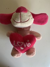 Dan Dee Collectors Plush Pink Dog 9&quot; Love heart pillow Stuffed Animal Easter - £9.48 GBP