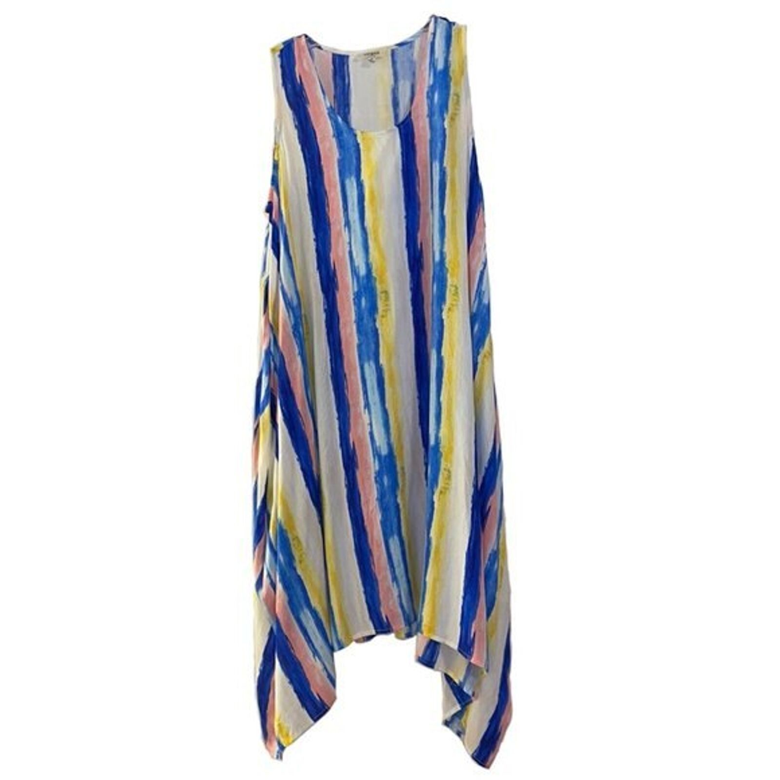 Primary image for Umgee  Blue Striped  Oversize Handkerchief Shift Dress Womens Size Medium Beach