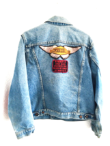 Vtg Steel Denim Trucker Jean Jacket Grunge Sz S 42 USA 70's Memorial Pat... - $50.45