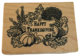 PSX Rubber Stamp Happy Thanksgiving Card Making Turkey Harvest Pumpkin Fall F167 - £11.06 GBP