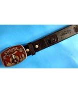 SHRINER BLACK Genuine Leather Belt &amp; High Detail Epoxy SHRINER  Buckle - $53.98 CAD