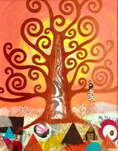 Tree of Life - Original Art Mixed Media Acrylic and Collage Painting 11&quot;x14&quot; - £79.38 GBP