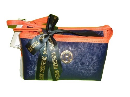 Kenneth Cole BLUE AND ORANGE 2 PC REACTION NEW Travel HANDBAG Makeup Bag... - $19.79