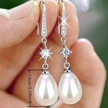 Elegant S925 Silver Earrings with Zirconia Pearl - $55.44