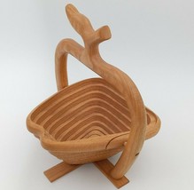 Apple Shaped Folding Collapsible Wooden Basket Fruit Bowl Trivet Country Décor - £9.75 GBP