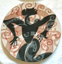 Pair Modern Art Pottery Chargers Abstract Tribal Portland Artist JENNIFE... - £214.79 GBP
