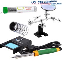 60W Soldering Iron Tool Kit w/ Helping Hands Solder Holder Stand, 12.5g ... - $38.99