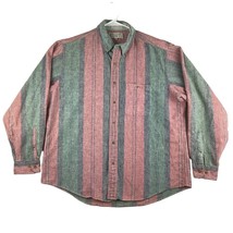 Vintage Heather &amp; Tweed Flannel Shirt Mens XL Pink Green Big Stripes But... - £14.97 GBP