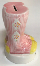 Vintage Ceramic Sock It Away Pink Coin Bank Pair Argyle Striped Josef  ~738A - £18.46 GBP