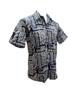 Malaysian Batik Tribal Native Inspired Mens Shirt Black White Handmade T... - £31.45 GBP