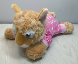 Aurora plush lion cub in pink star pjs lying down lioness yellow tan cream - £39.56 GBP