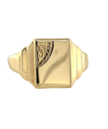 9k Yellow Gold Men&#39;s Signet Ring with Hand Engraved Detail Size 9.5 (#J6... - $412.97 CAD