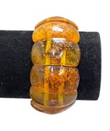 Vintage Retro Amber Inclusions Stretch Bracelet With Polished Beads MCM ... - $186.99