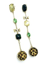 Vintage Betsey Johnson Gold Tone Faceted Rhinestone Leopard Long Dangle ... - £23.68 GBP