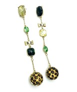 Vintage Betsey Johnson Gold Tone Faceted Rhinestone Leopard Long Dangle ... - £23.71 GBP