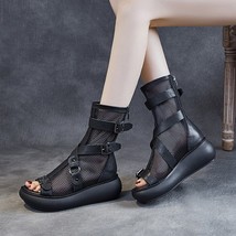 Breathable Mesh Summer Women Boots High Heels Retro Style Handmade Ladies Boot S - £97.35 GBP