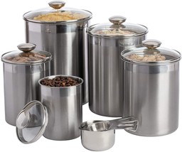 Airtight Canisters Sets for the Kitchen Counter - Stainless Steel Food Storage C - £80.38 GBP