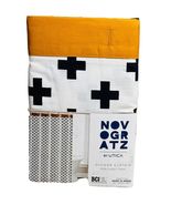 Cotton Novogratz New White Shower Curtain Painted Plaid with Blue Border. - €34,13 EUR