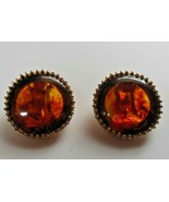 Vintage Gold-tone Amber Clip-on Earrings Pat. # 2733491 - £43.01 GBP