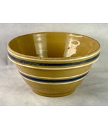Antique Vintage YELLOW WARE #10 Blue Band  9.5&quot; Mixing Bowl Farmhouse Dough - $27.41 CAD