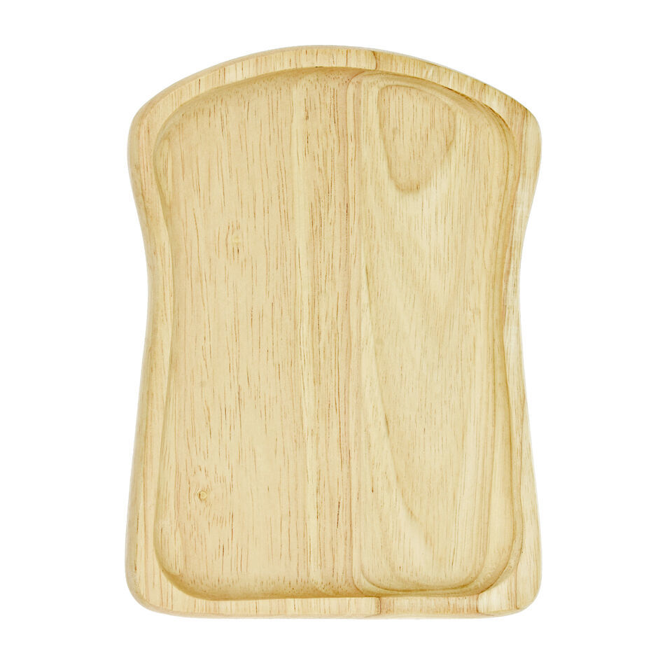 Primary image for Cute Toast Bread Shaped Native Natural Wood Hand Carved Plate