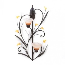 2- Amber Lilies Candle Wall Sconces - £42.34 GBP