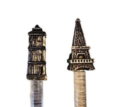 Big Ben Eiffel Tower Swizzle Sticks Drink Stirrer Plastic International Travel - £10.49 GBP