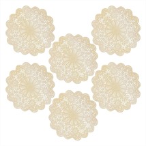 HOME &amp; HOOPLA Vintage Gold Floral Placemats - 15 Inch Non-Slip Vinyl Dining Tabl - £15.13 GBP