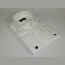 Men Sateen Cotton Blend Shirt Manschett Quesste Turkey Slim Fit 4130-02 Ivory image 3