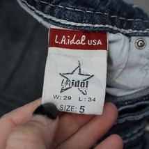LA Idol Pants Womens 5 Blue Denim Flat Front Bootcut Pockets Low Rise Jeans - £20.18 GBP