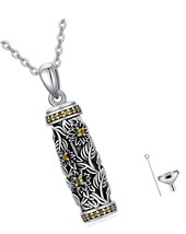 Rose/Sunflower Cremation Jewelry Flower Urn Necklace - £178.47 GBP